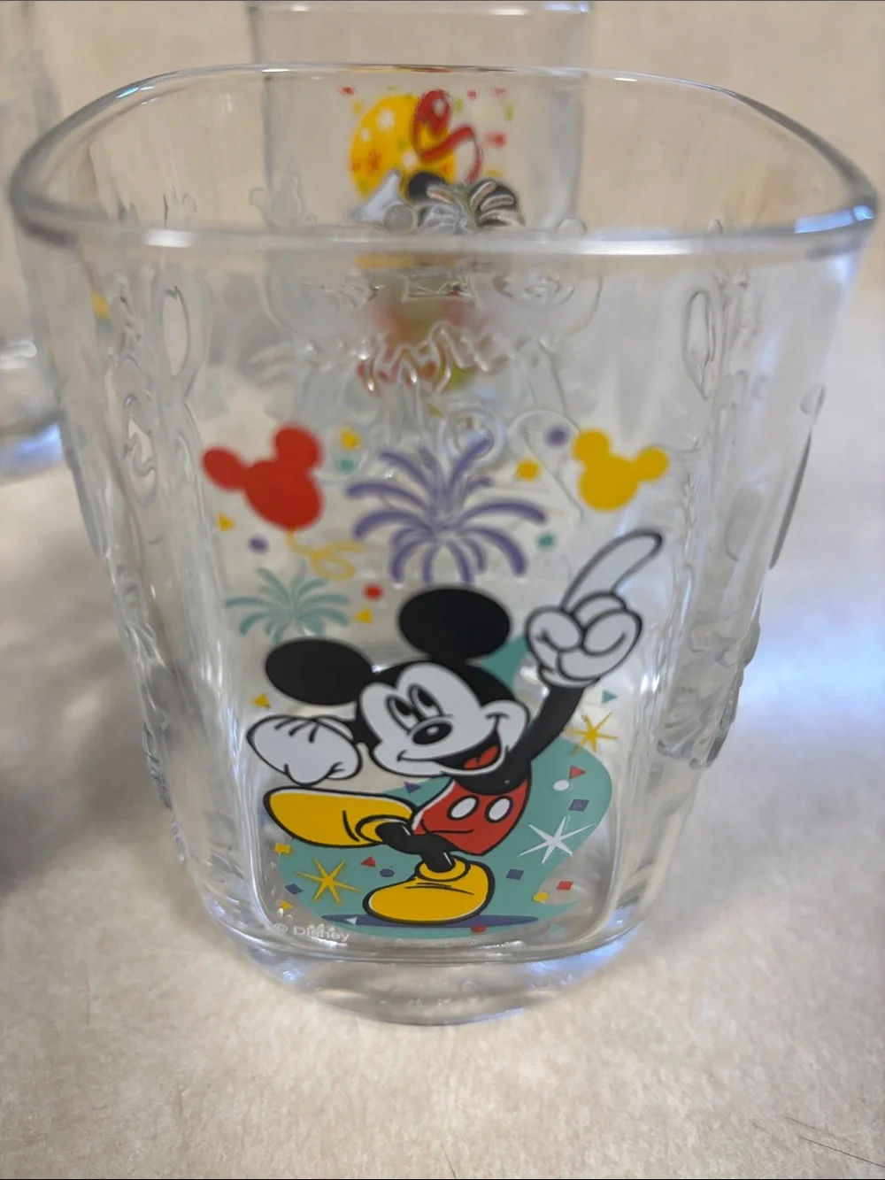 New McDonalds (4) 16 oz Square Disney World 2000 Millennium Celebration Glasses